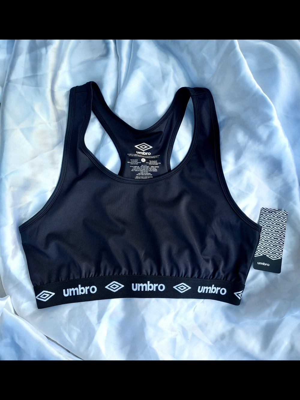 Umbro Black Logo Elastic Racerback Sports Bra